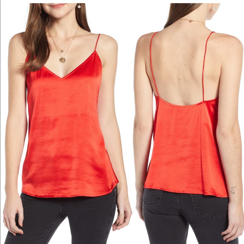 Something Navy Red silky Vneck